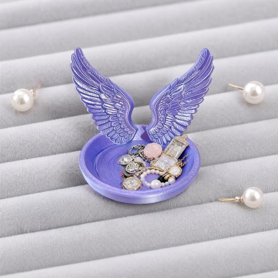 Angel Wing Jewelry Tray, 3D Printed Wings Trinket Holder Dish, Decorative Vanity Organizer Plate for Earrings, Rings, Small Items