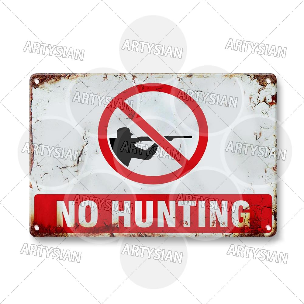 DORA Tin Sign Hunting Fishing Warning Metal Sign Shooting Range Caution Plaque No Duck Shooting Private Property Animal Wildlife Protection