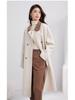 Women's Off-White Wool Coat - Korean Style Mid-Length Jacket for Autumn/Winter