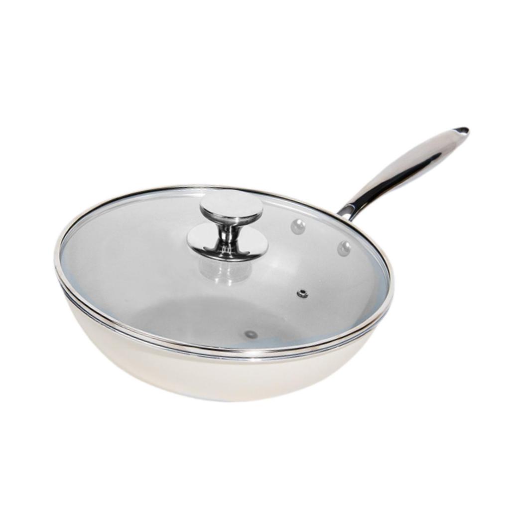 Nonstick Wok with Lid Ceramic Coating Skillet for Gas Stoves Cooking Boiling S