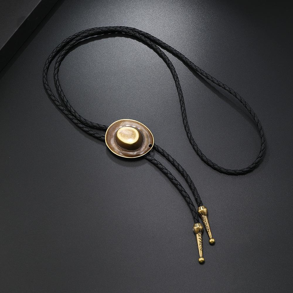 Vintage Denim Hat Jazz Hat Feathers Men And Women Couple Cowhide Rope Long Sweater Chain Poirot Tie Pendant