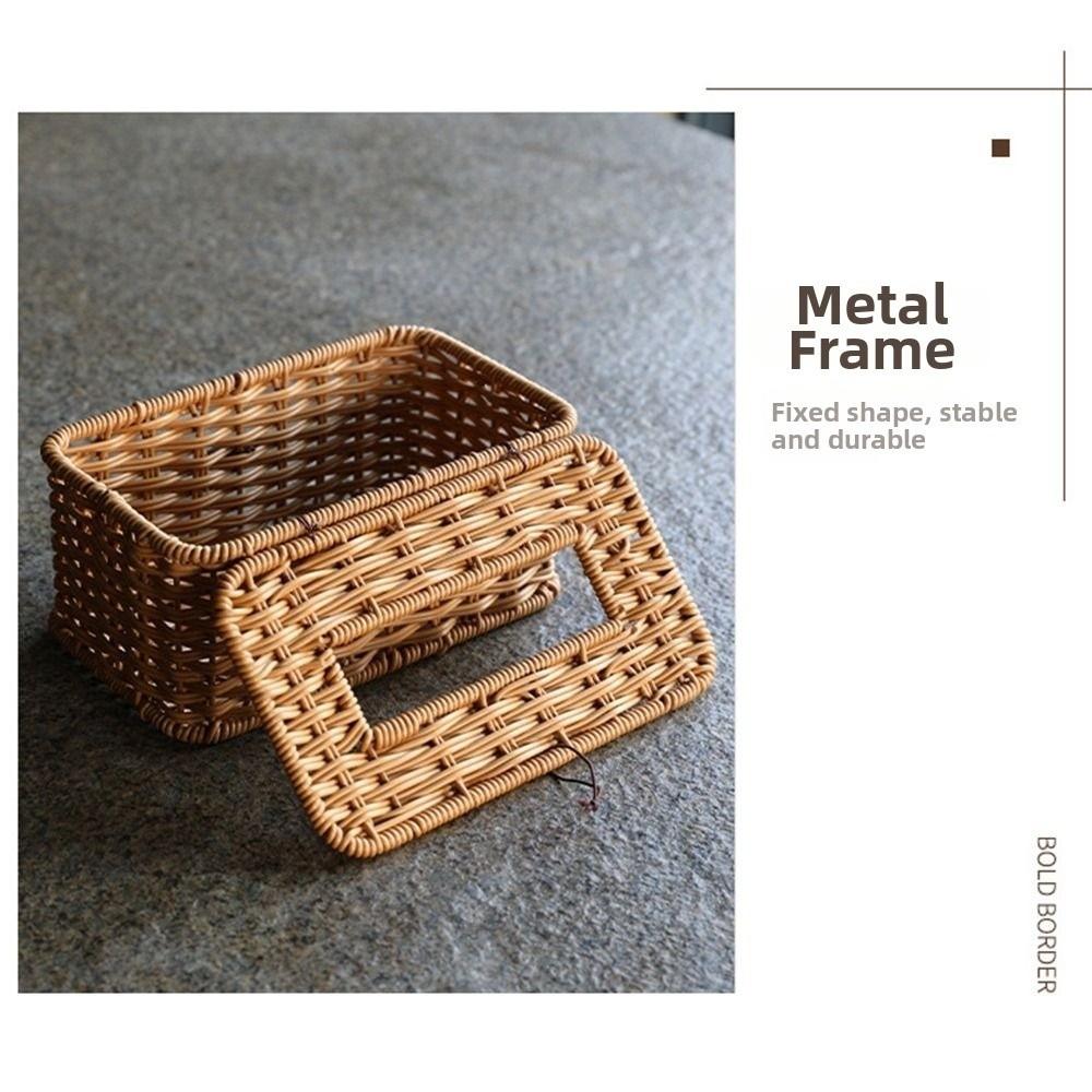 Imitation Rattan Gewebte Taschentuchbox Handgefertigter Taschentuchhalter Papierhülle Organizer Wohnzimmer