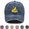 Golden Wolf Moon Print Snapback Sun Hat, Animal Flat Cap Fit Solid Color Sun Protection Adjustable Buckle Adjustable Baseball Hat