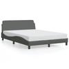 VidaXL Bed Frames with Headboard, Upholstered Bed with Slatted Base, Double Bed with Bedroom Footboard, Grey 373166