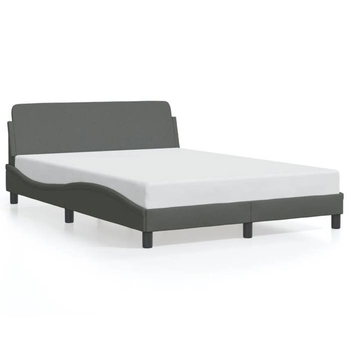 VidaXL Bed Frames with Headboard, Upholstered Bed with Slatted Base, Double Bed with Bedroom Footboard, Grey 373166