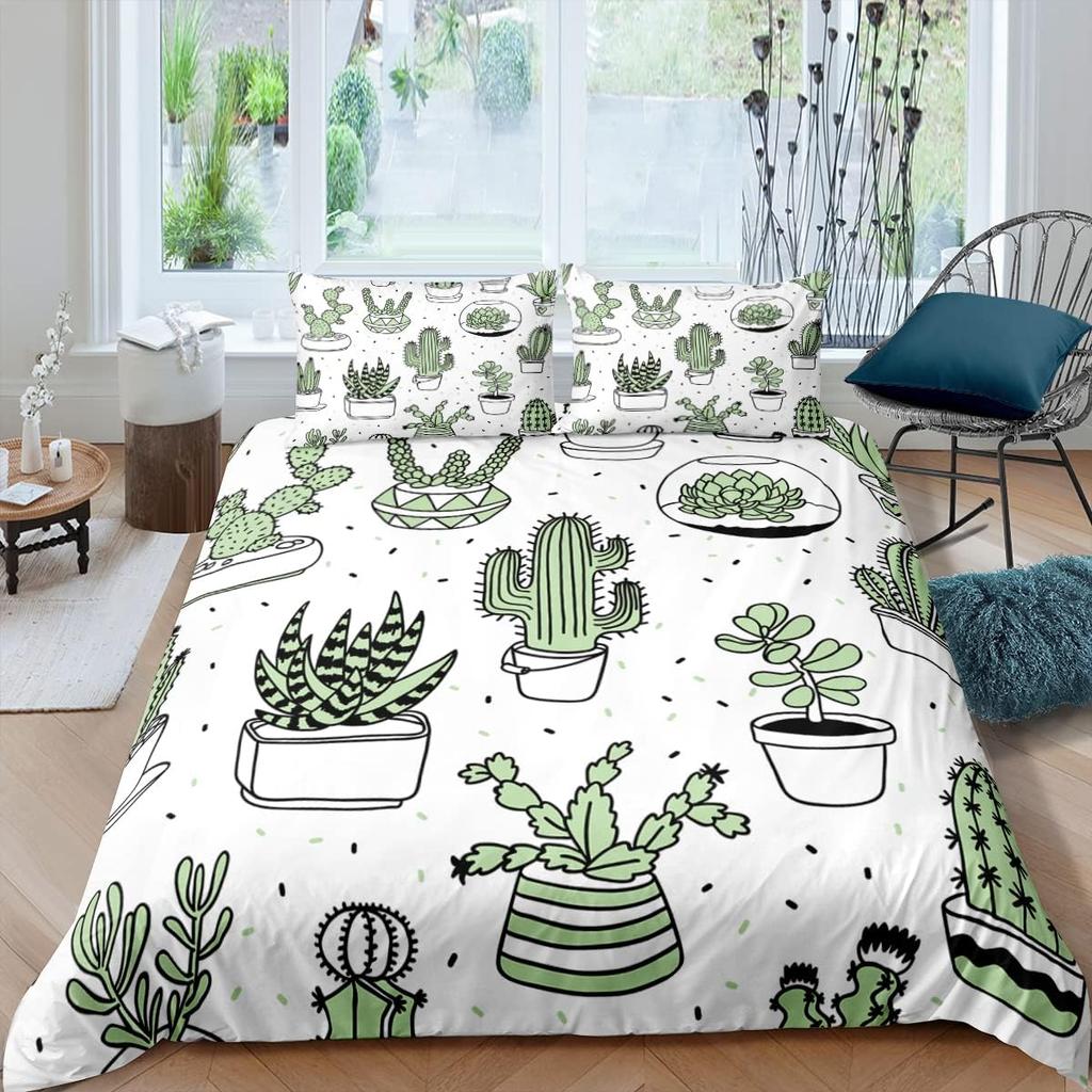 Cactus Duvet Cover Set Bohemian Desert Style Double For Adults Queen King Size Bedding Set With Pillowcase For Bedroom