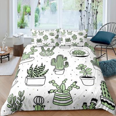 Kaktus Bettbezug Set Böhmischer Wüstenstil Doppel für Erwachsene Queen King Size Bettwäscheset mit Kissenbezug für Schlafzimmer