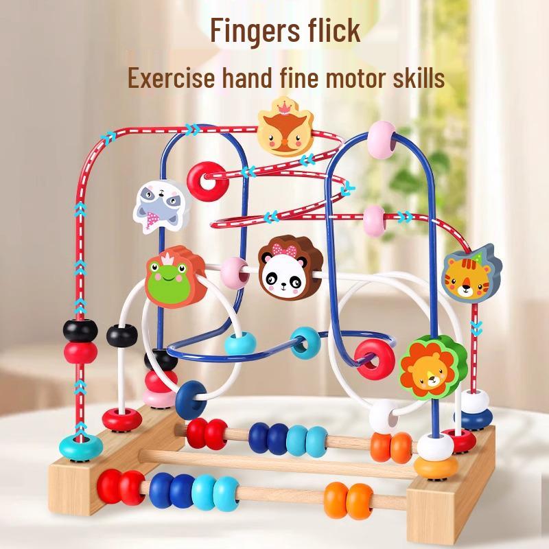 Montessori Bead Maze & Building Blocks for Babies, Ages 6 Months To 2 Years - Early Education Puzzle