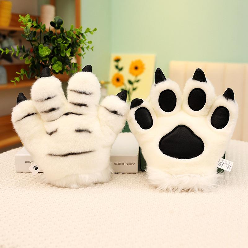 Cartoon Tier Tiger Schwanz Pfote Plüschtier Dinosaurier Leopard Handschuhe Stirnband Puppe Kinderaufführungsrequisiten