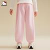 HelloKitty Girls' Autumn Color Block Lace Ribbon Patchwork Sweatpants - 2025 Sporty Casual Style