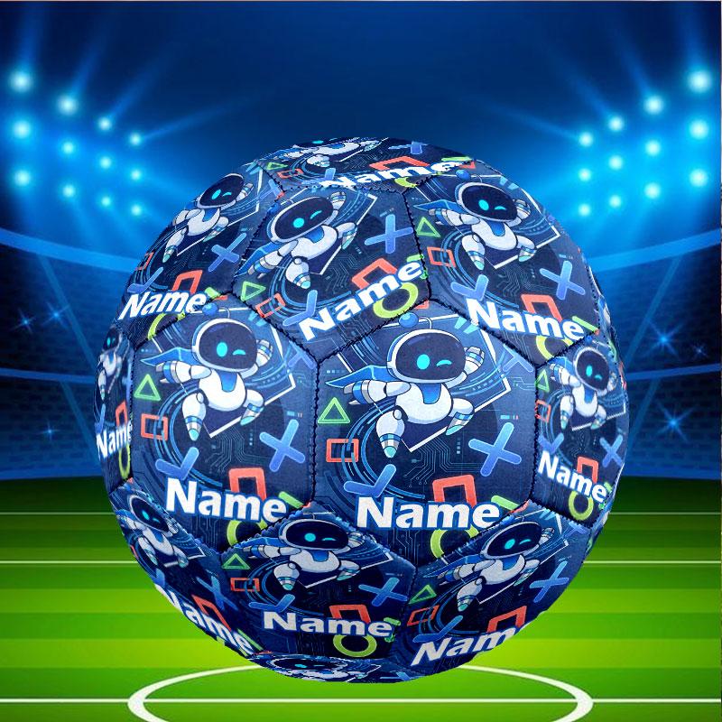 Custom Name Personalized Cosmic Bot Crew Print Size 5 Soccer Ball Training & Match Football, for Team, Kicking, Gift for Football Enthusiasts