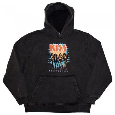 Kiss Unisex Adult Destroyer 3D Logo Stone Wash Pull Over Hoodie