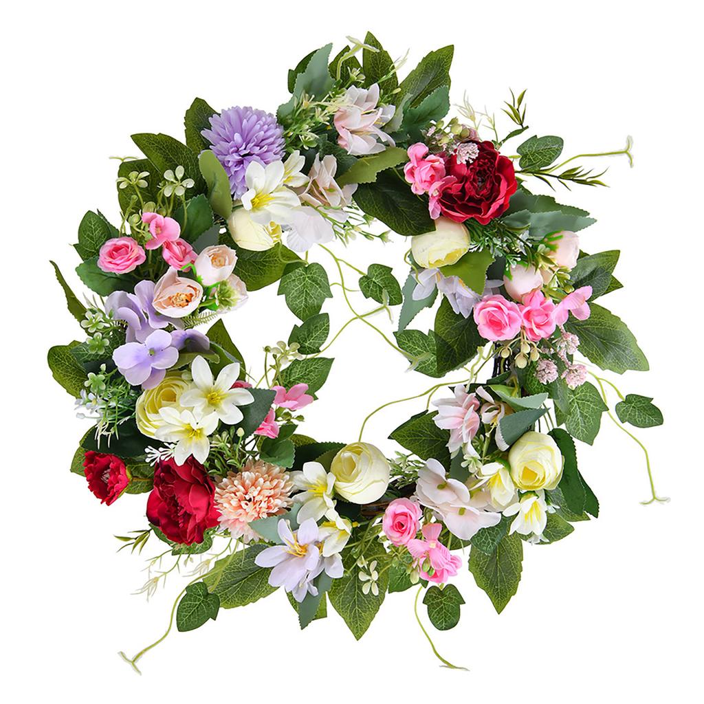 Frühlingskranz mit Eukalyptusblättern Lichtechter Künstlicher Blumenkranz für Haustür Eingangsbereich Wand Heimdeko