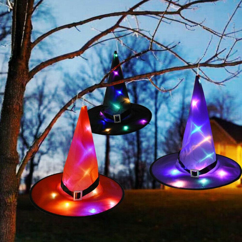 Halloween Gift Glow In Dark Halloween Witch Hat Decoration Prop Cosplay Accessory With LED Light