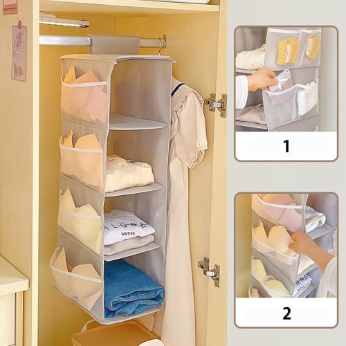 Hanging Storage, 2-Tier/3-Tier Clothes Rack, Closet, Washable, Moisture-Proof, Mildew-Resistant, Easy Installation, for Underwear, Socks, and Hats, No