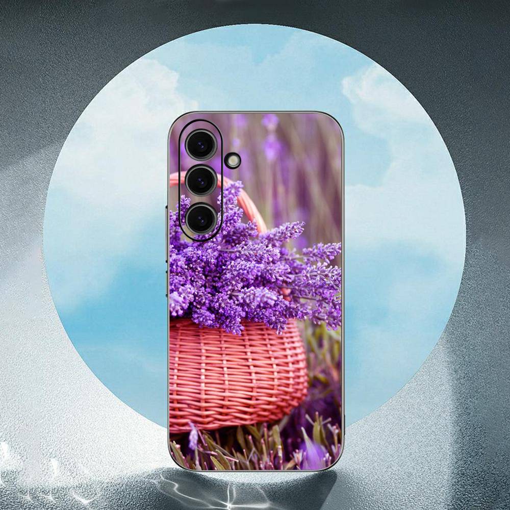 

Beautiful purple flower lavender For Samsung Galaxy S25 S24 S23 Ultra S22 S21 Plus S20 Black Soft Silicone Protective Case SamsungS25