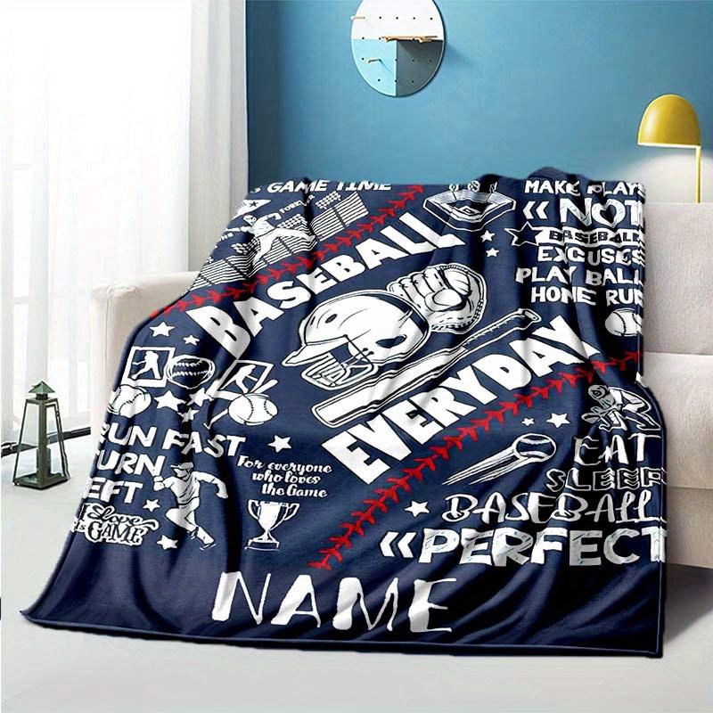 Baseball Customize Your Name Blanket Used For Chair Office Sofa Bed Camping Soft And Warm Giving Friends And Relatives Birthday Graduation Gift