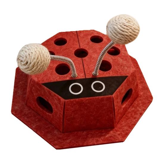 

Cat Enrichment Box Felt Ladybug Multi-Hole Box Cat Puzzle Toy Interactive Cat Spring Ball Toy for Indoor Kittens Entertainment Mental Stimulation