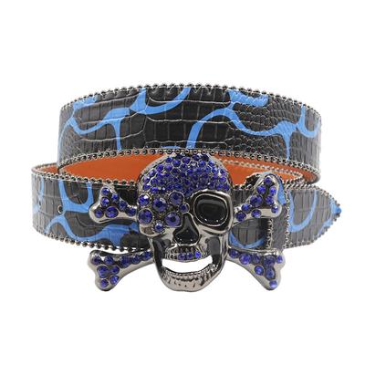 Totenkopf-Schnalle Wasserdiamant Europäischer und Amerikanischer Herren Hip-Hop Punk Gürtel Personalisierte Mode Vielseitiger Gürtel Damen Voll-Diamant-Gürtel