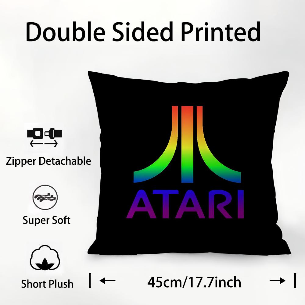 A-AtariS Game Logo Pillow Case Plush Fabric Soft Double Sided Print Sofa Cushion Cover Throw Pillow Covers