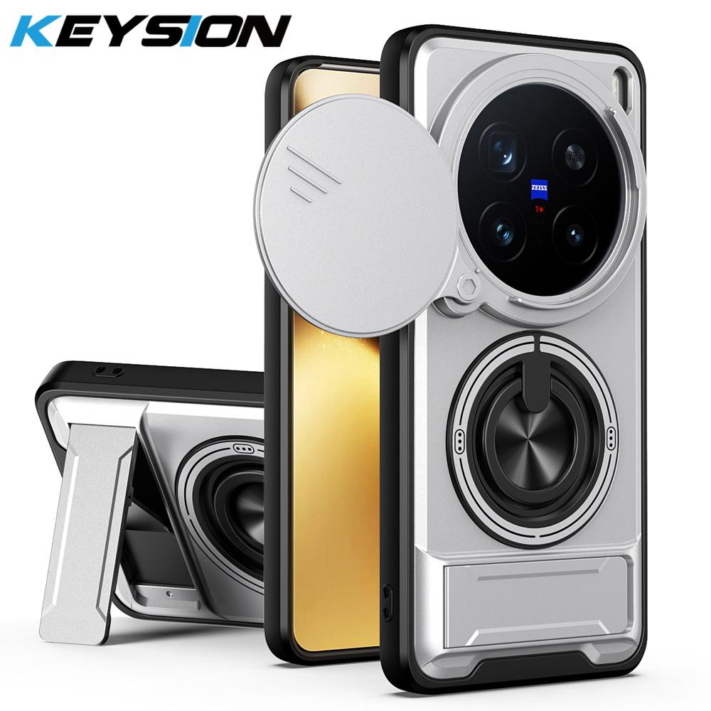 KEYSION Custodia Magnetica per Telefono per VIVO X200 Pro 5G Protezione Fotocamera a Scorrimento Supporto Verticale Anello a 360° Cover Antiurto per VIVO X200