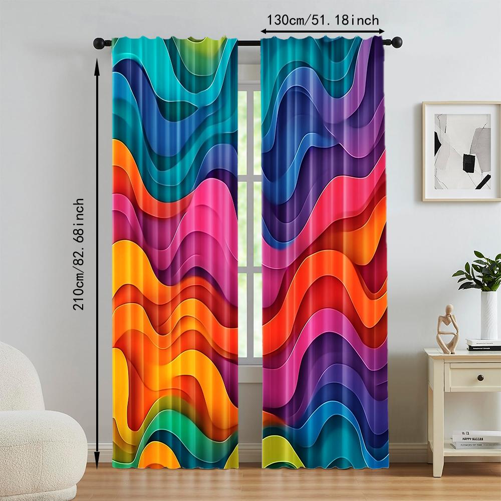 2 pcs   versatile polyester transparent curtains for home decoration Rainbow for use in bedrooms and living rooms