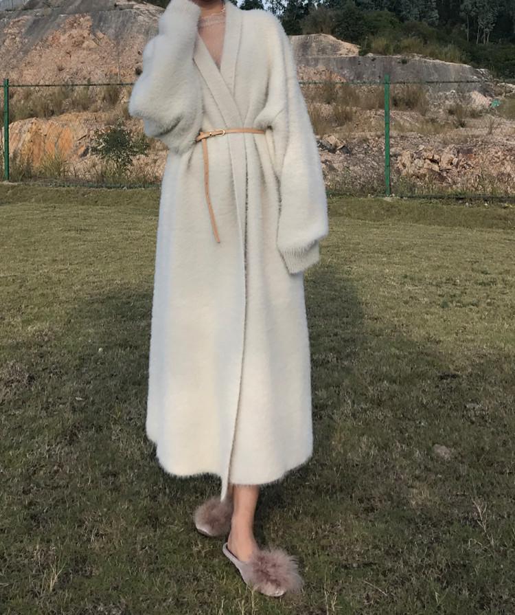 Korean Style Women's Loose Knit Cardigan: Autumn/Winter Mid-Length