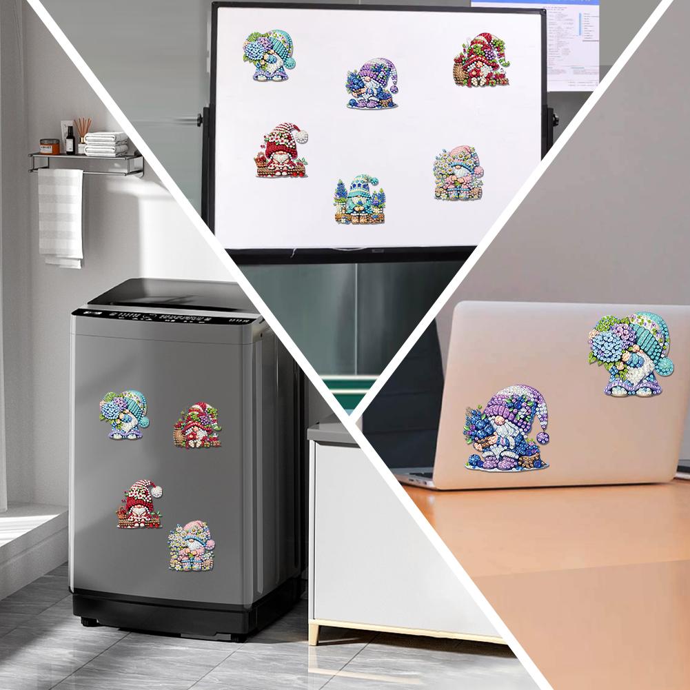 6pcs Acrylic DIY Refrigerator Diamond Art Magnets Magnetic Diamond Art Decor Crystal Art Craft for Adults Beginners Home Decors