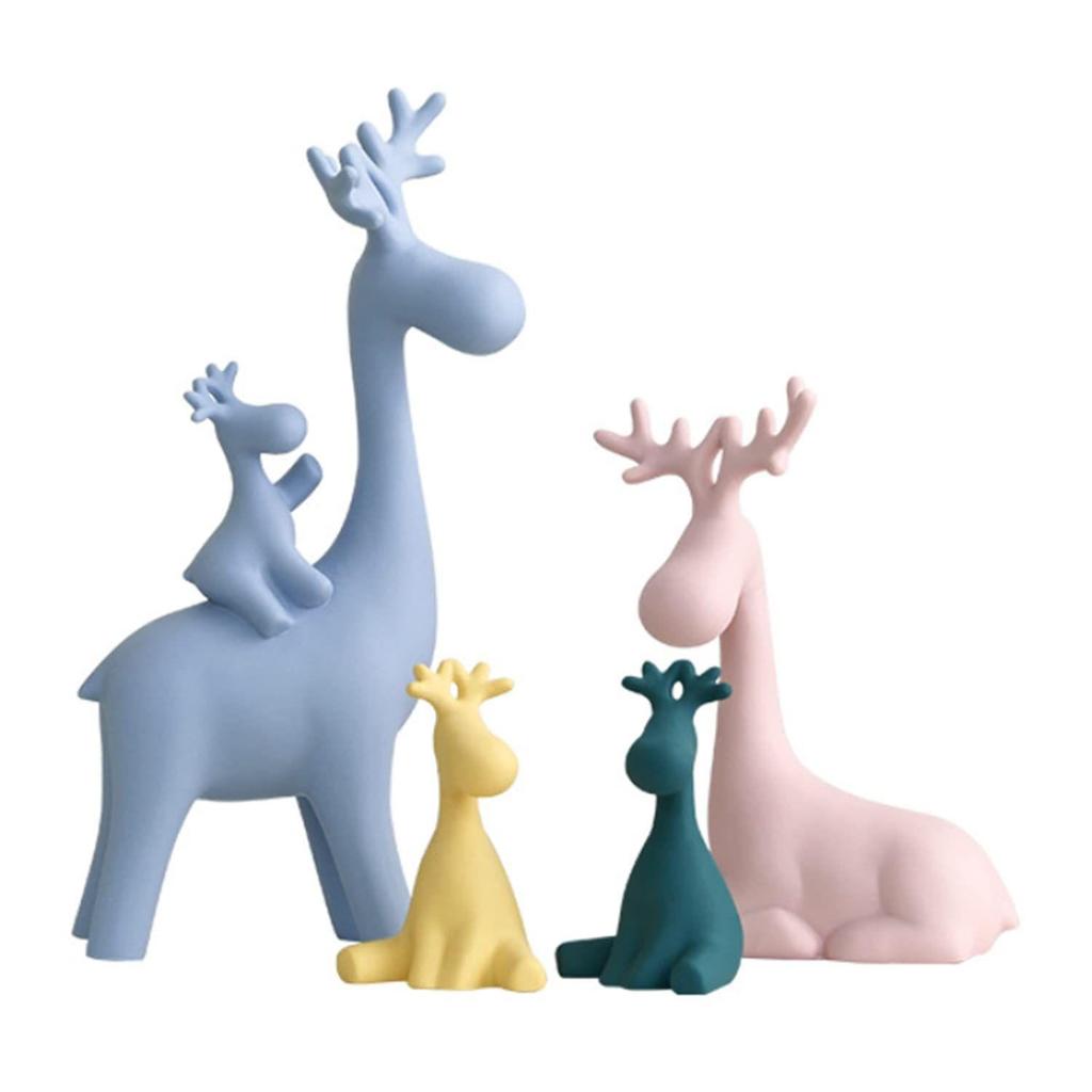Reinfamilie-statue for hjemmedekor | Resin-figursett (Pakke med 4 stk.,)