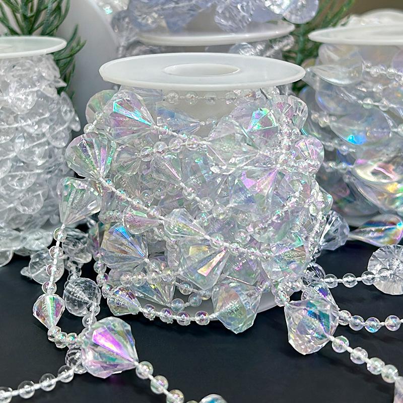 Transparent Beaded Chain Christmas Tree Ornament for Window and Home Décor