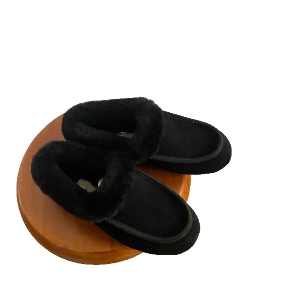 Cowhide version Baotou warm Muller shoes women's new outer wear fur integrated one pedal lazy Birkenstock snow hair shoes