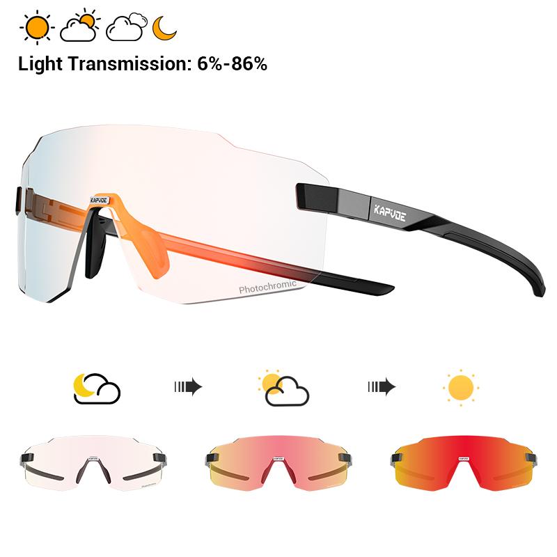 KAPVOE Photochromic Cycling Glasses Outdoor Bicycle Sunglasses Sports Eyewear Men MTB Cycling Sunglasses Women Road Bike Glasses