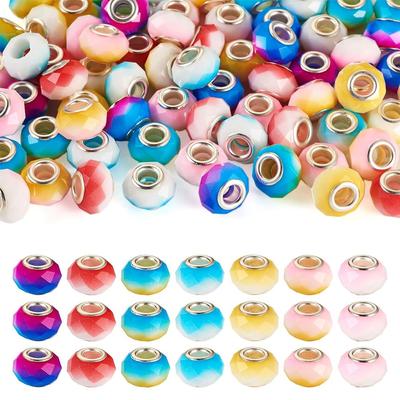 5/10/20pcs Glass Material Random Color Large Hole Bead Craft Bead Interval Bead DIY Bracelet Necklace Earrings Keychain Jewelry Making