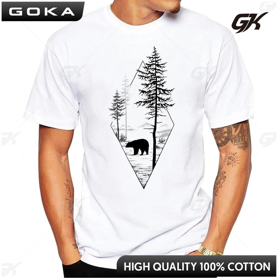 

Forest Bear Men TShirt Short Sleeve Casual T Shirt Unisex Clothes Hipster Black Bear Printed Tee ONeck Summer Comfortable Tops 4XL