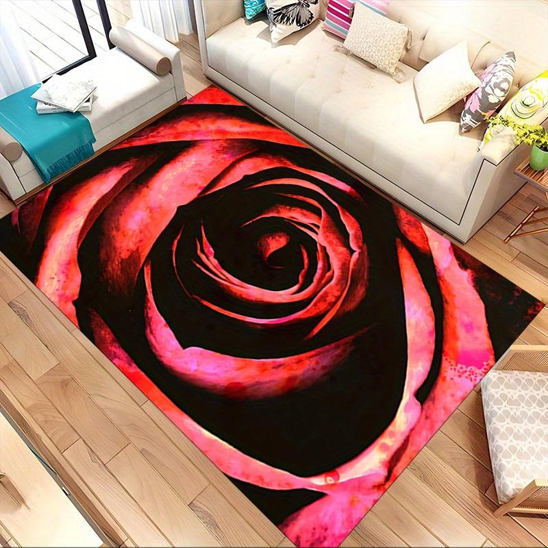 1pc Rose Swirl Themed Rug for Home Decor, Non-slip Office Carpet, Chair Mat, Outdoor Mat, Christmas and Halloween Gifts-0731022