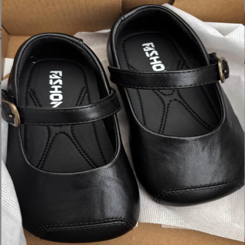 Spring Autumn New Children's Leather Shoes Girls' Baby Princess Soft Soled Girls' Black Western Style Bean Shoes 23-33