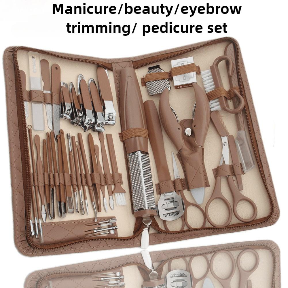 28/42 Pcs Multi-tool Manicure Set Cutters Nail Clipper Set Household Stainless Steel Ear Spoon Pedicure Scissors Tool For Beauty