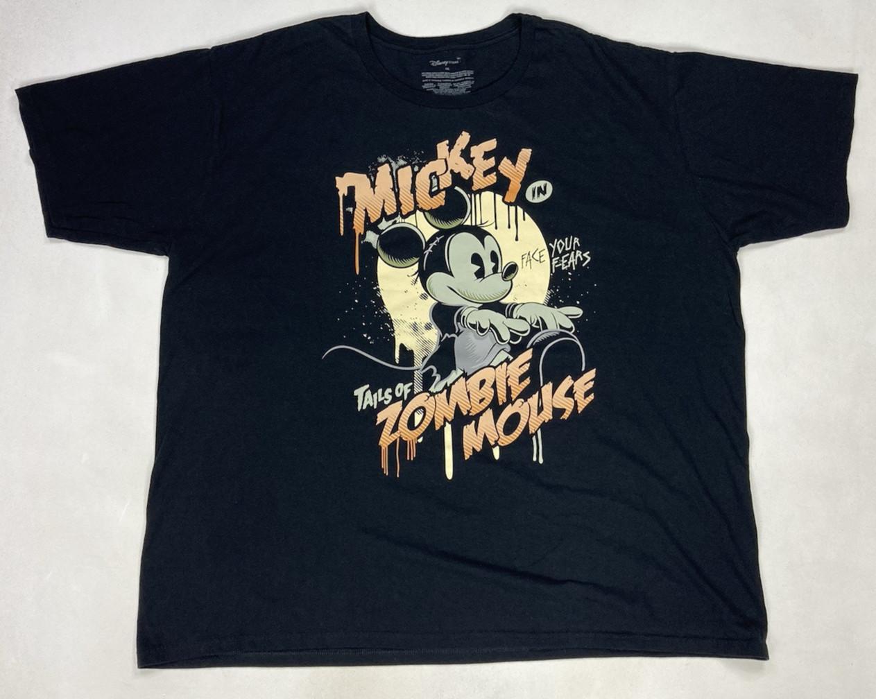 Disney Mickey Mouse Zombie Graphic T-shirt Men 4XL Black Short Sleeve M