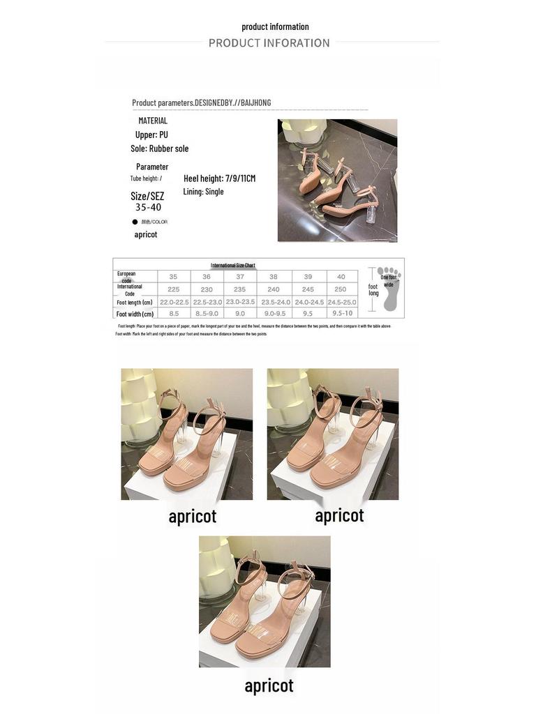 2024 Women's Transparent High Heels: Waterproof Platform Crystal Sandals with Thick Heel, Summer Fairy Style