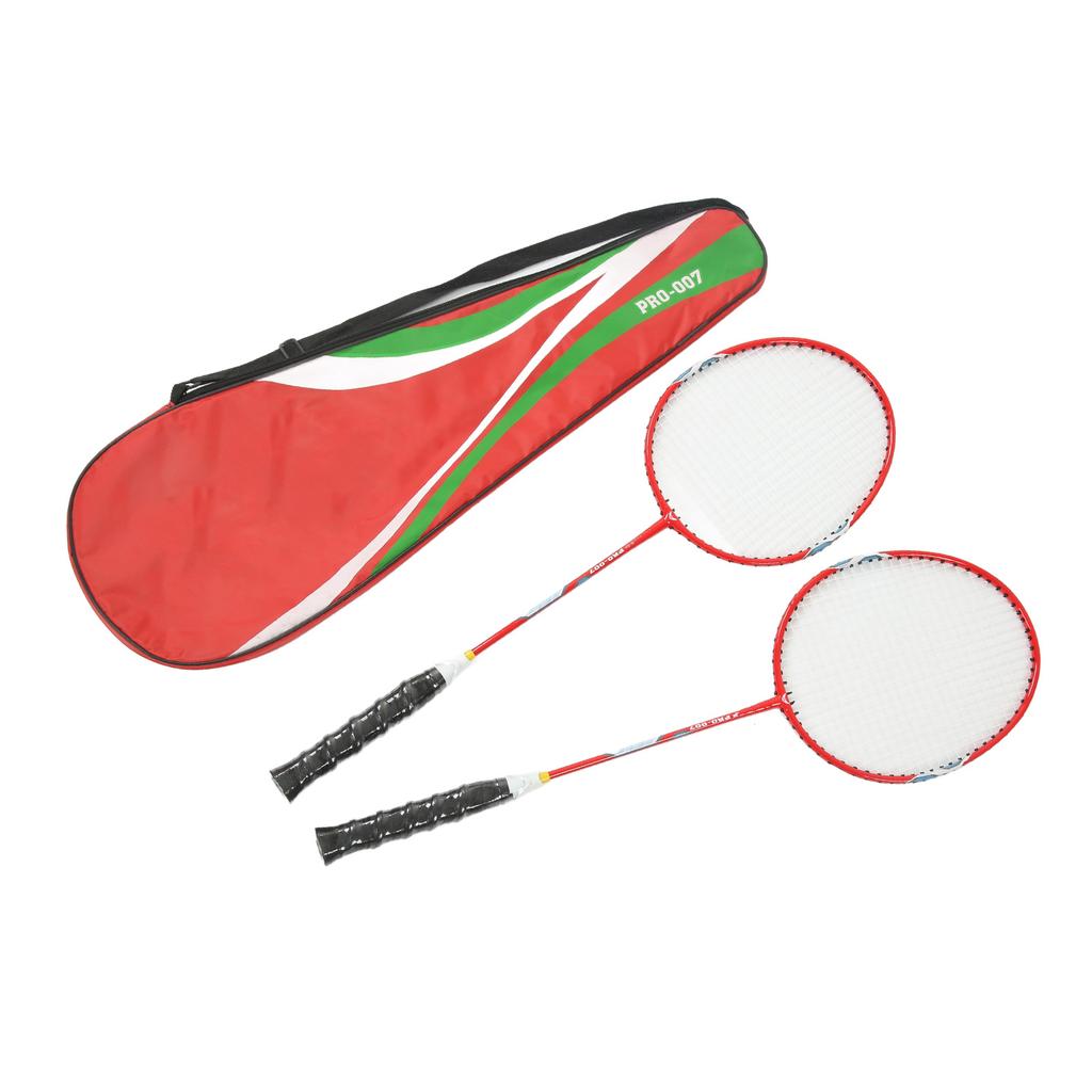 2Pcs Badminton Racquet Ferroalloy Integrated Primary Badminton Racket with Nylon Handle Red