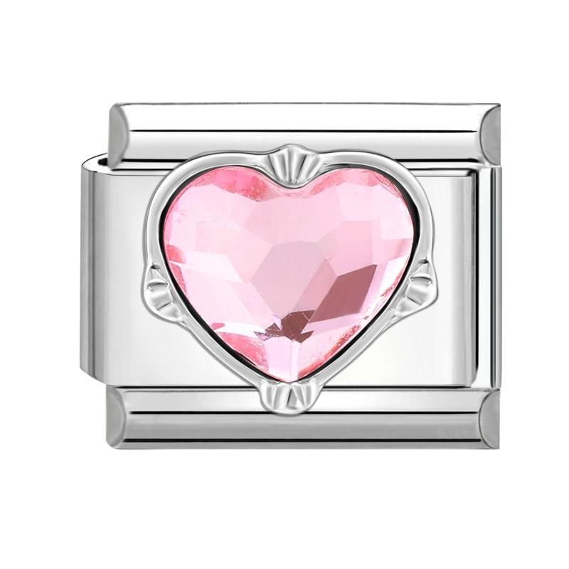 Zircone Brillante Farfalla Fiocco Cuore Link Charm Italiani Adatti per Bracciale in Acciaio Inossidabile da 9mm Gioielli da Donna Fai da Te Creazione Regali