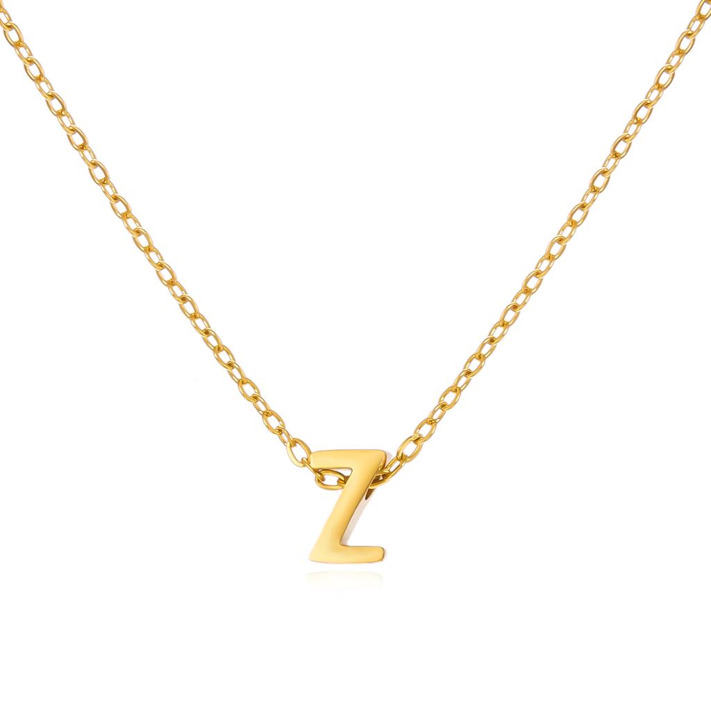 Simple Stainless Steel A-Z Initial Letter Necklaces for Women 26 Alphabet Pendant Clavicle Chain Choker Birthday Party Jewelry