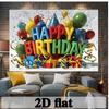 2D Colorful Happy Birthday Backdrop for Kids & Toddler Birthday Parties