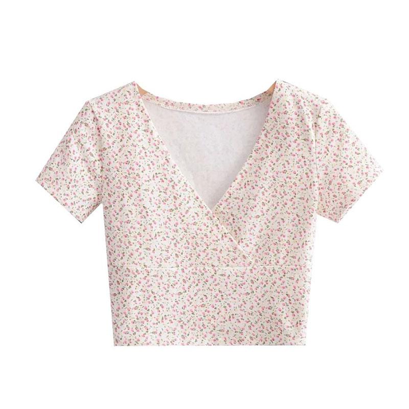 

WTEMPO для девочек, летние французские винтажные футболки с v-образным вырезом и короткими рукавами, женские повседневные тонкие универсальные укороченные топы с высокой талией M абрикосовый