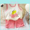 Set Estivo in Cotone Senza Maniche con Stampe Cartoni Animati per Bambini Piccoli Maschi e Femmine