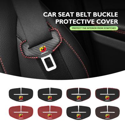For Abarth Car Seat Belt Buckle Leather Anti-Scratch Protector Cover FR FIAT 500 Doblo Tipo Panda Ducato Punto Stilo