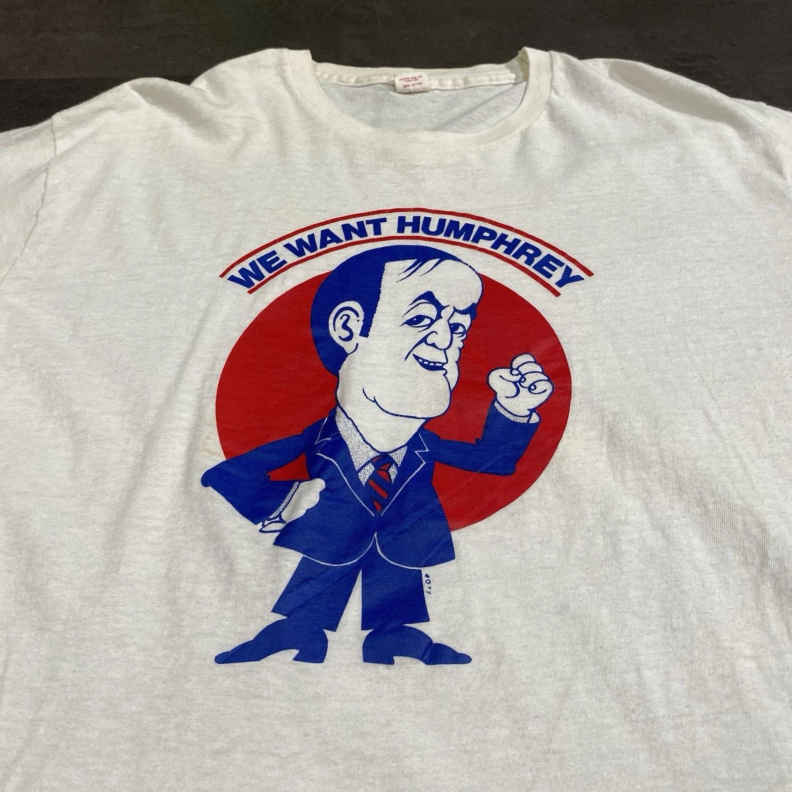 Vintage 1960s 1970s Hubert Humphrey Campaign T Shirt Politics US History M