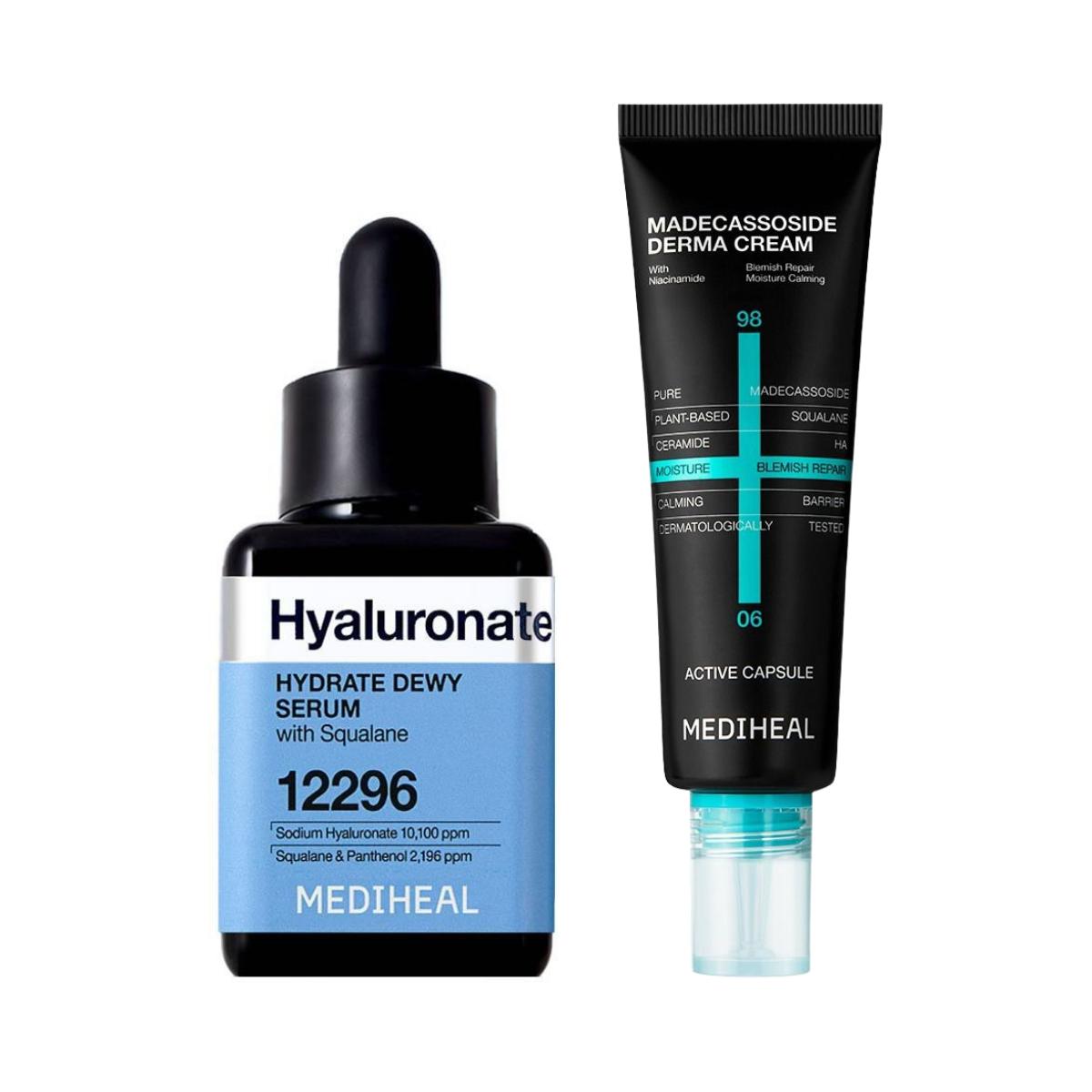 Mediheal Hyaluronic Acid Serum & Madecassoside Derma Cream Skin-Smoothing Hydration Gift Set (40ml + 50ml)