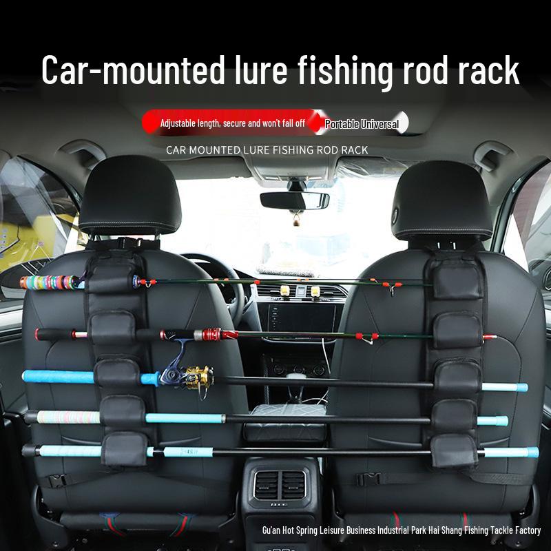 Car Rear Seat Fishing Rod Rack: Adjustable Magic Tape Straps for Storage and Fixing