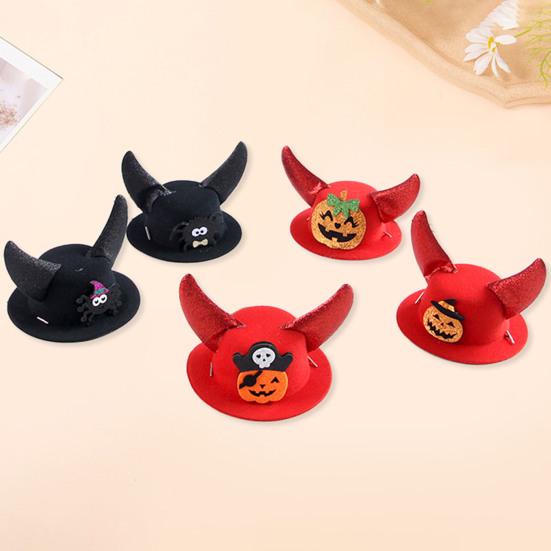 Halloween Pet Hat Cat Formal Hat with Horns Pumpkin Spider Hat Adjustable Headpiece for Small Dogs And Cats Holiday Costume Accessory